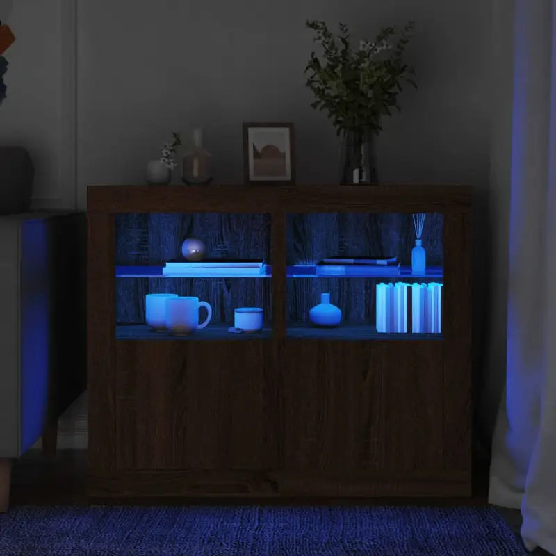 Opbergkasten met RGB LED-verlichting en bewerkt hout - bruin eikenkleur / 2 - Opbergkasten & lockerkasten
