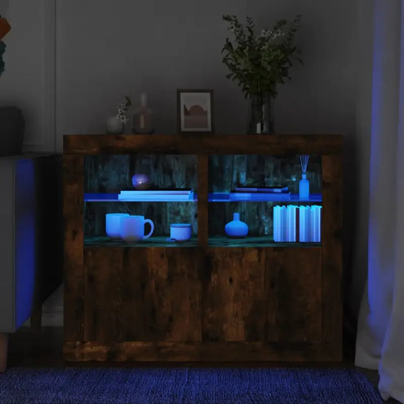 Opbergkasten met RGB LED-verlichting en bewerkt hout - Gerookt eiken / 2 - Opbergkasten & lockerkasten