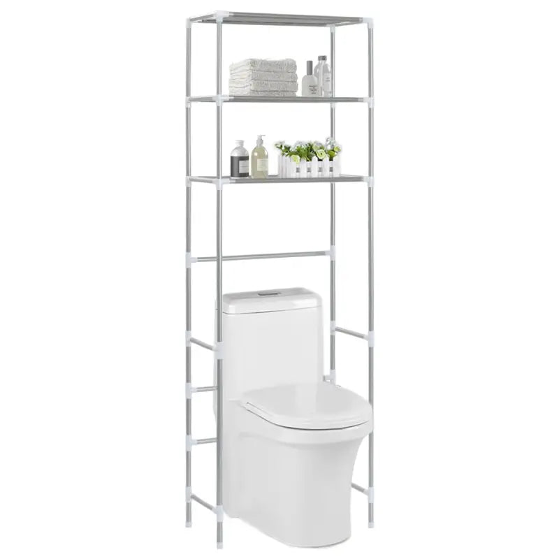 Opbergrek voor boven het toilet voor een overvolle badkamer - Zilver / 53 x 28 x 169 cm - Handdoekrekken & -houders