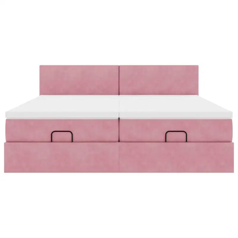 Ottomaan bed met ruime opbergruimte en zacht roze materiaal - Bedden & bedframes