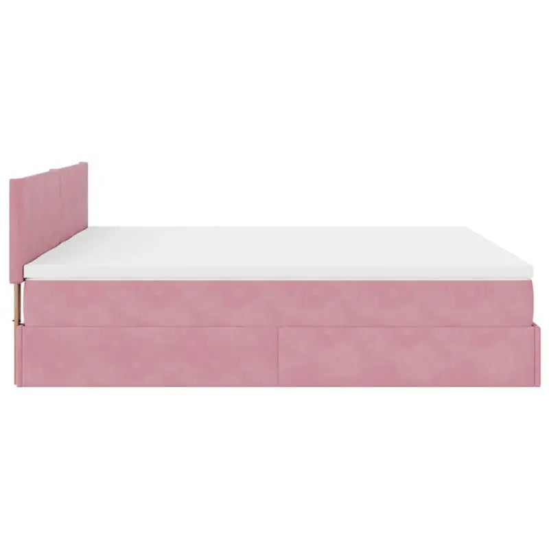 Ottomaan bed met ruime opbergruimte en zacht roze materiaal - Bedden & bedframes