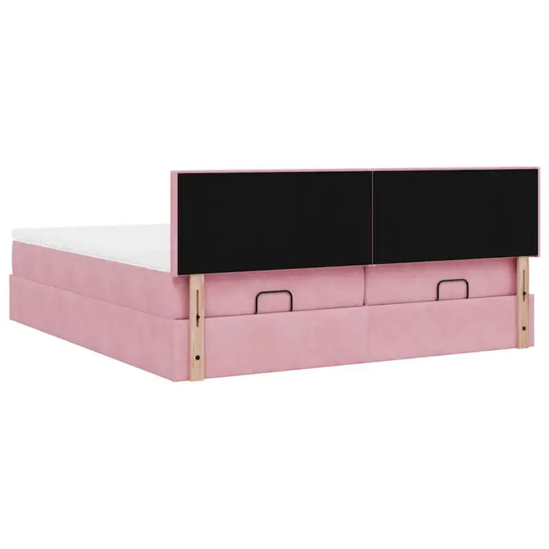 Ottomaan bed met ruime opbergruimte en zacht roze materiaal - Bedden & bedframes