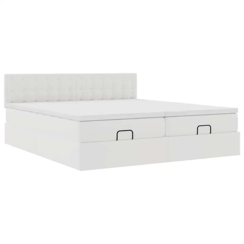 Ottomaans bed met wit materiaal en ruime opbergruimte - Bedden & bedframes