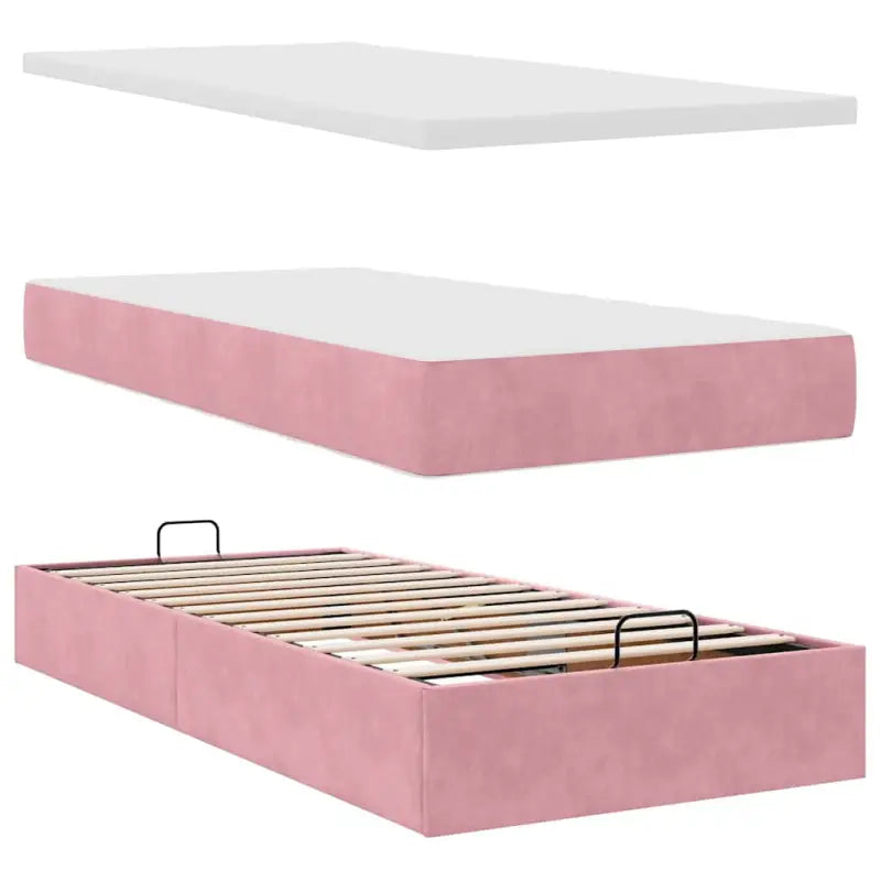Ottomaanse bed met ruime opbergruimte en roze materiaal vulling - Bedden & bedframes