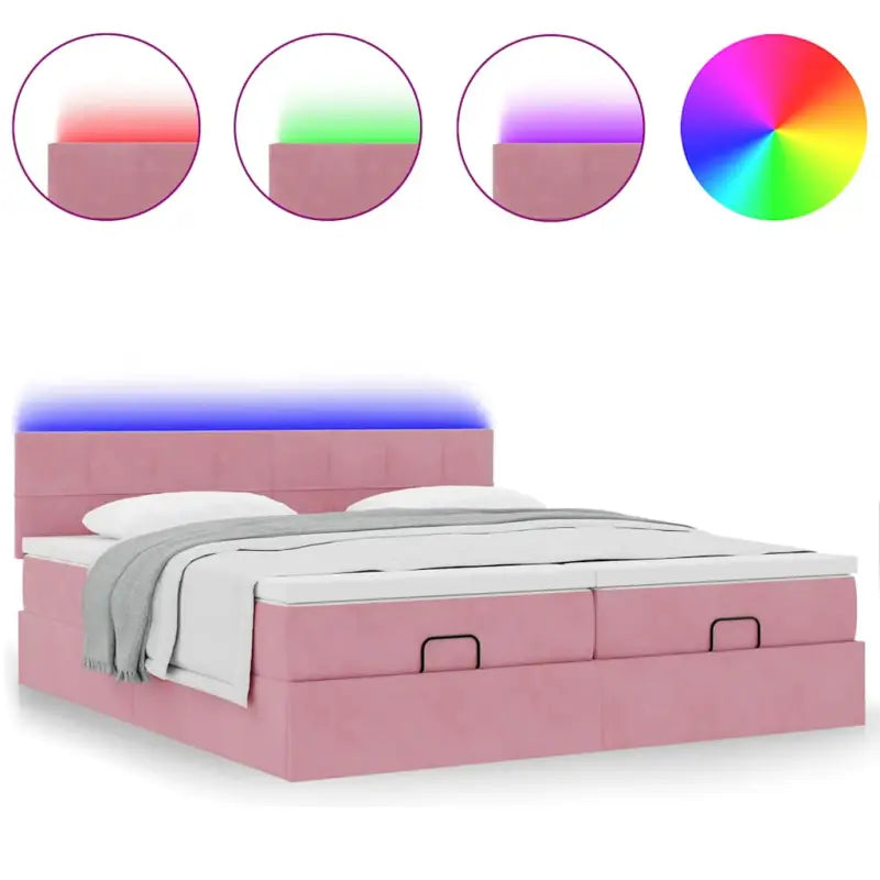 Ottomaanse bed met ruime opbergruimte en roze materiaal vulling - Bedden & bedframes