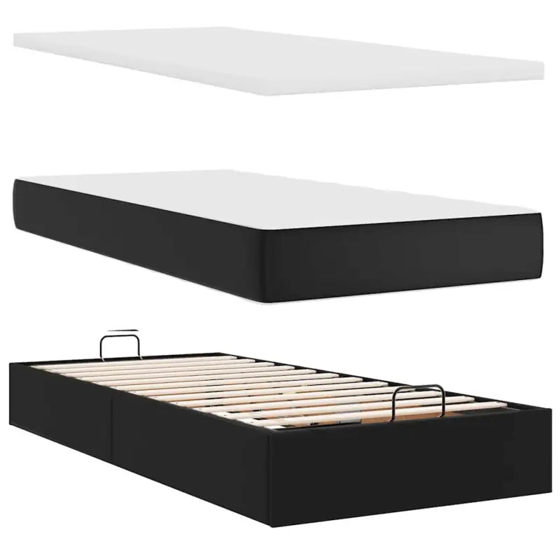 Ottomaanse bed met ruime opbergruimte en zwart materiaal - Bedden & bedframes