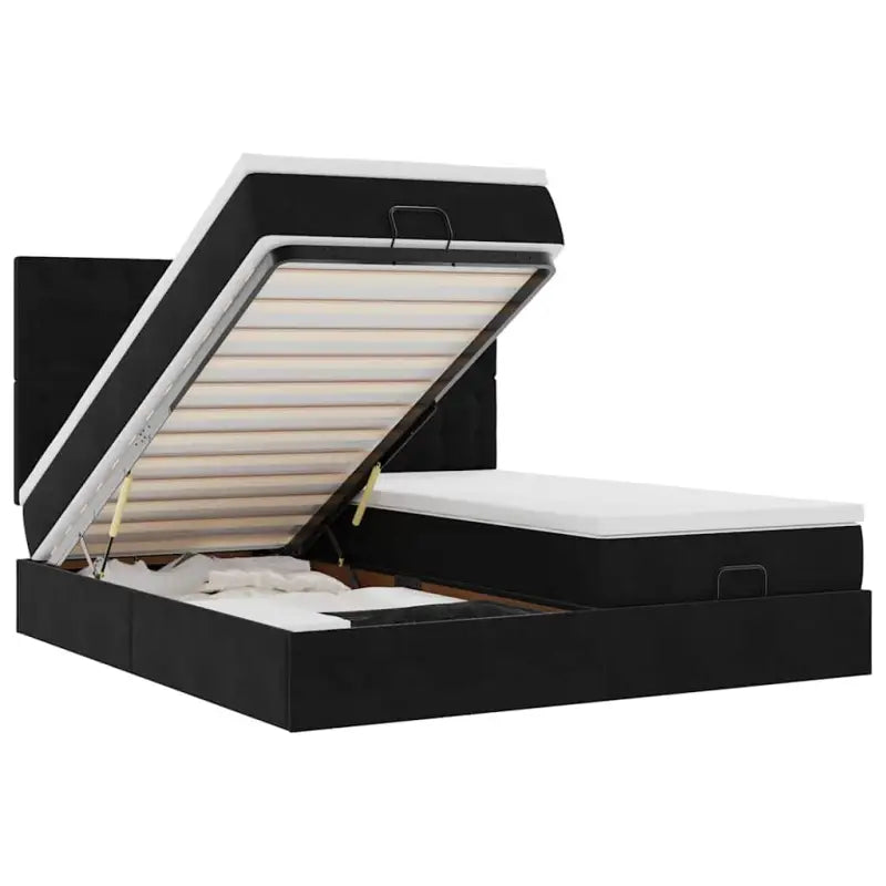Ottomaanse bed met ruime opbergruimte en zwart materiaal - Bedden & bedframes