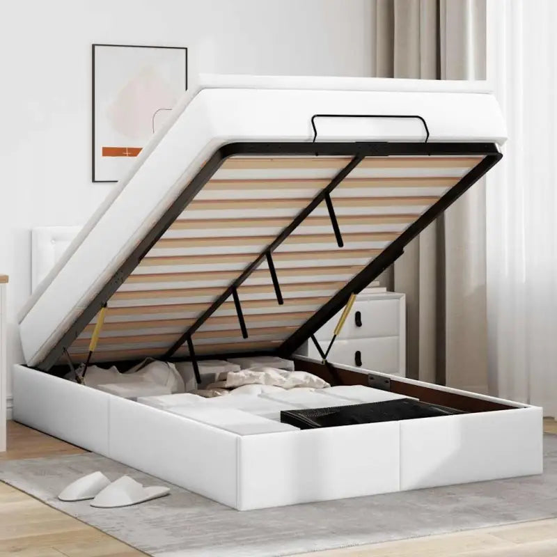 Ottomaanse bed met ruime opbergruimte en zwart materiaal voor comfort - Wit / 120 x 200 cm - Bedden & bedframes