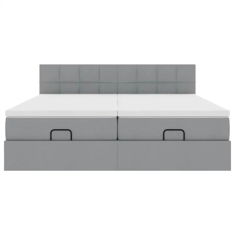 Ottomaanse bed met ruime opbergruimte in lichtgrijs materiaal - Bedden & bedframes