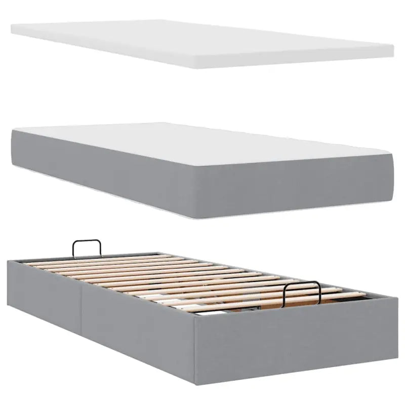 Ottomaanse bed met ruime opbergruimte in lichtgrijs materiaal - Bedden & bedframes