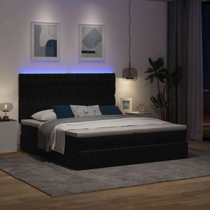 Ottomaanse bed met ruime opbergruimte in zwart materiaal - Bedden & bedframes
