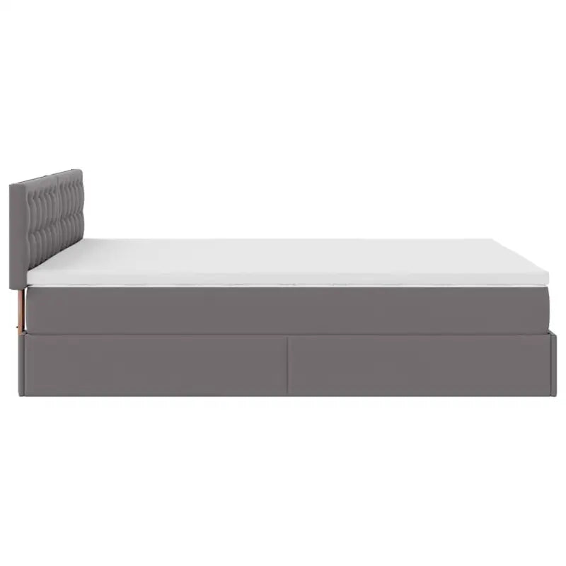 Ottomane bed met grijs materiaal en comfortabele schuimvulling - Bedden & bedframes