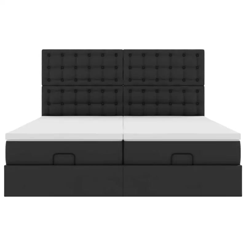 Ottomane bed met zwart materiaal en comfortabele vulling - Bedden & bedframes