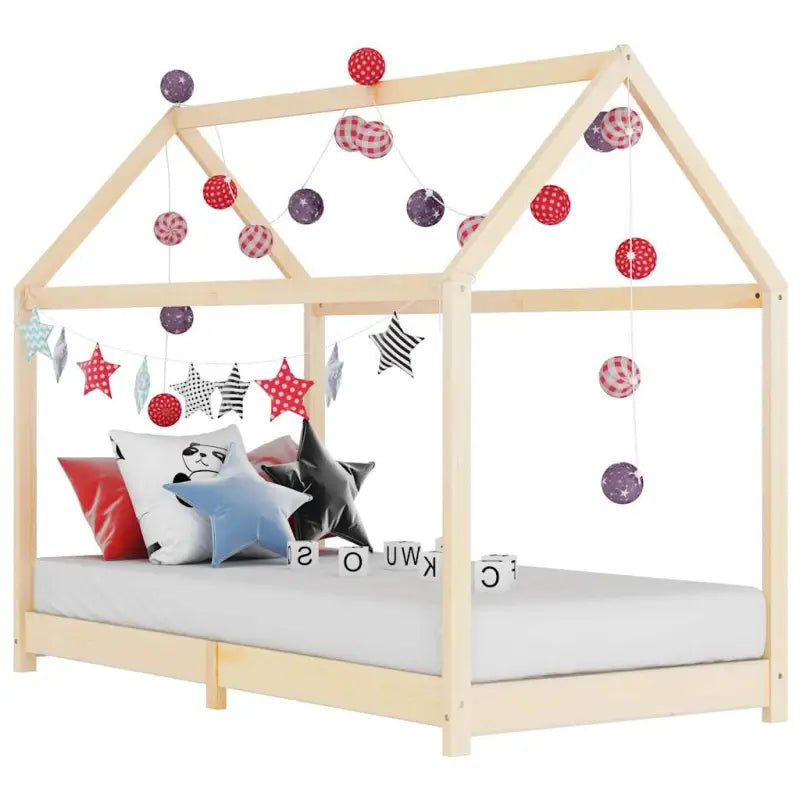 Peuter- en kinderbed met massief grenenhout en boomhut-stijl - Bruin / 90 x 200 cm - Peuter- & kinderbedden