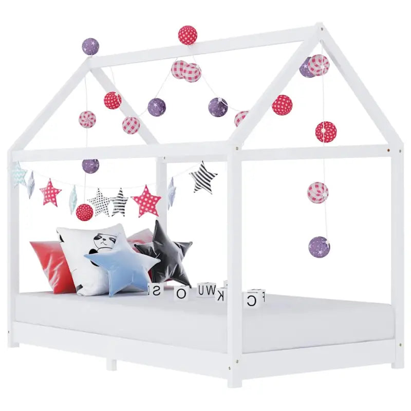 Peuter- en kinderbed met massief grenenhout en boomhut-stijl - Wit / 90 x 200 cm - Peuter- & kinderbedden