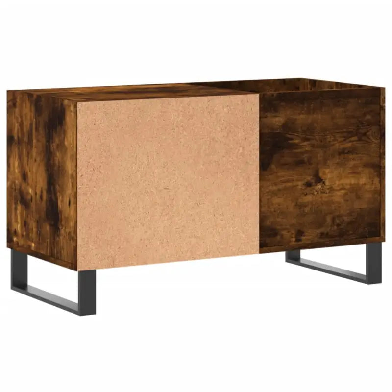 Platenkast met stevige blad en ijzeren poten van bewerkt hout - Cd- & dvd-kasten