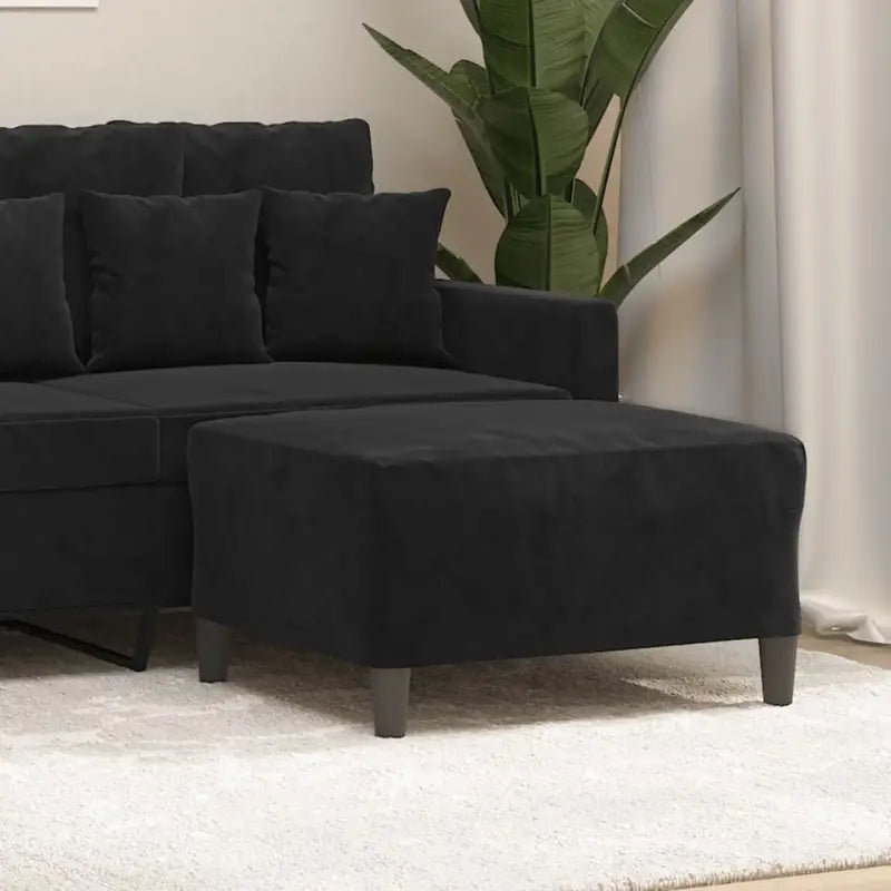 Poefs Comfortabele Fluwelen Voetenbank voor een Modern Interieur - Zwart / 70 x 55 x 41 cm / 1 - Poefs
