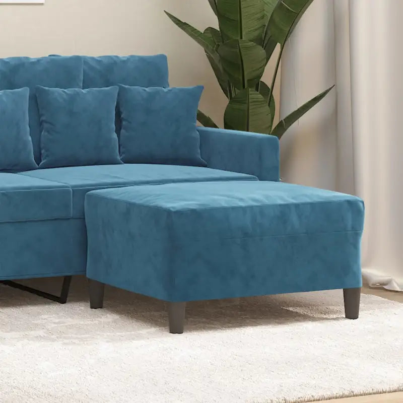 Poefs Comfortabele Fluwelen Voetenbank voor een Modern Interieur - Blauw / 70 x 55 x 41 cm / 1 - Poefs