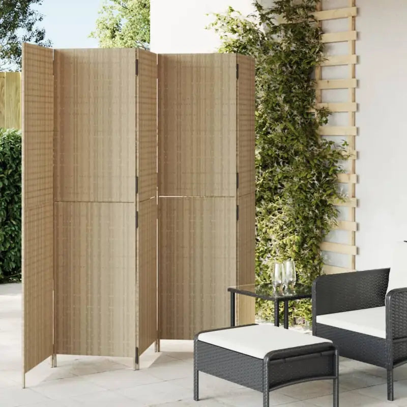 Poly rattan kamerscherm met gegalvaniseerde scharnieren en gemakkelijk schoon - Beige / 245 x 180 cm / Dichtgeweven