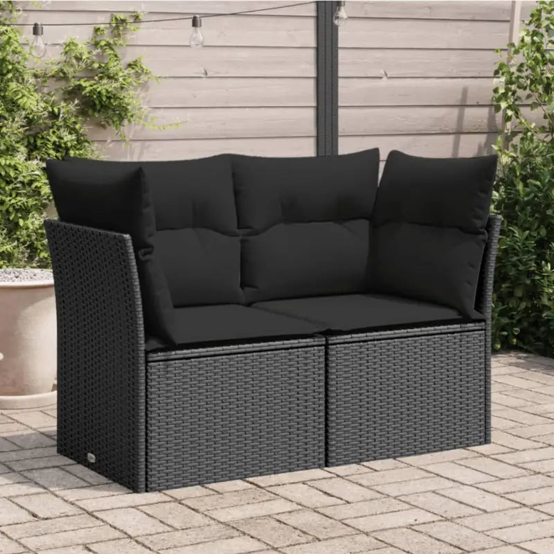 Poly rattan loungebank voor een comfortabele zitervaring met modulair ontwerp - Zwart / 1 / Tweezitsbank - Loungebanken