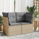 Poly rattan loungebank voor een comfortabele zitervaring met modulair ontwerp - Beige en grijs / 1 / Tweezitsbank