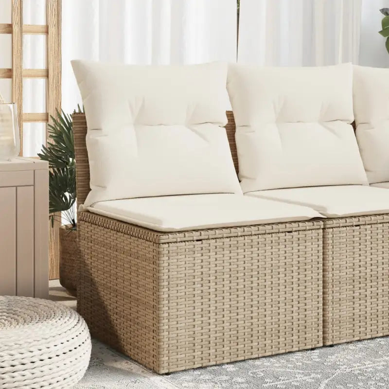 Poly rattan loungebank voor een comfortabele zitervaring met modulair ontwerp - beige en crèmekleurig / 1 / Middenbank