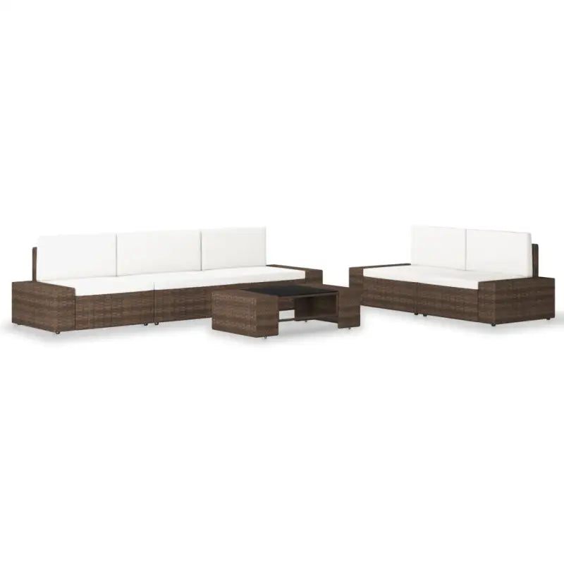 Poly rattan loungeset met comfortabele breedte en diepte zitting voor tuin - Bruin - Tuinsets