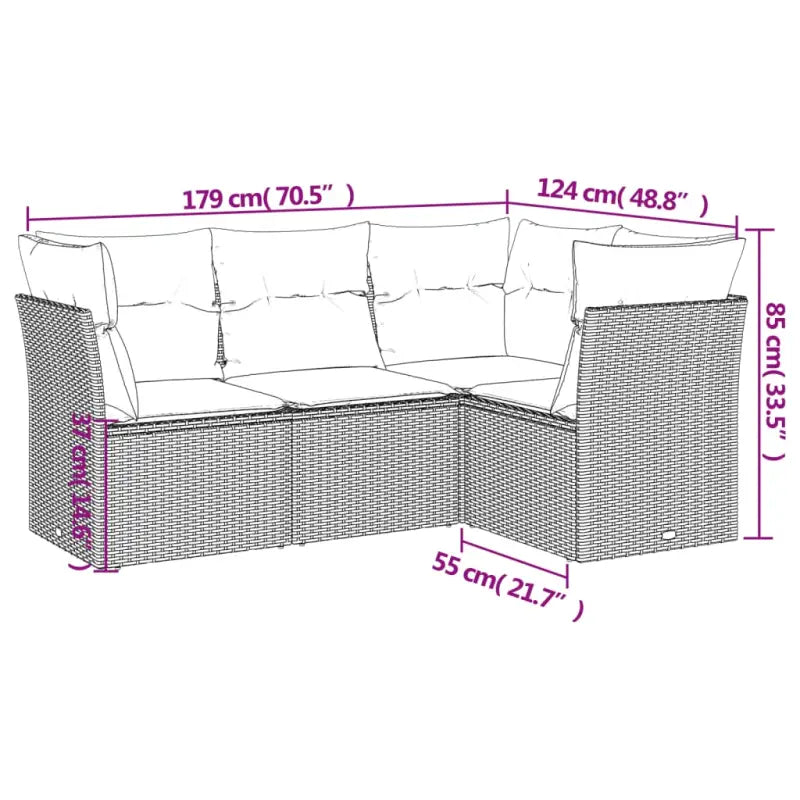 Poly Rattan Loungeset met comfortabele zitervaring en gepoedercoat staal - Tuinsets
