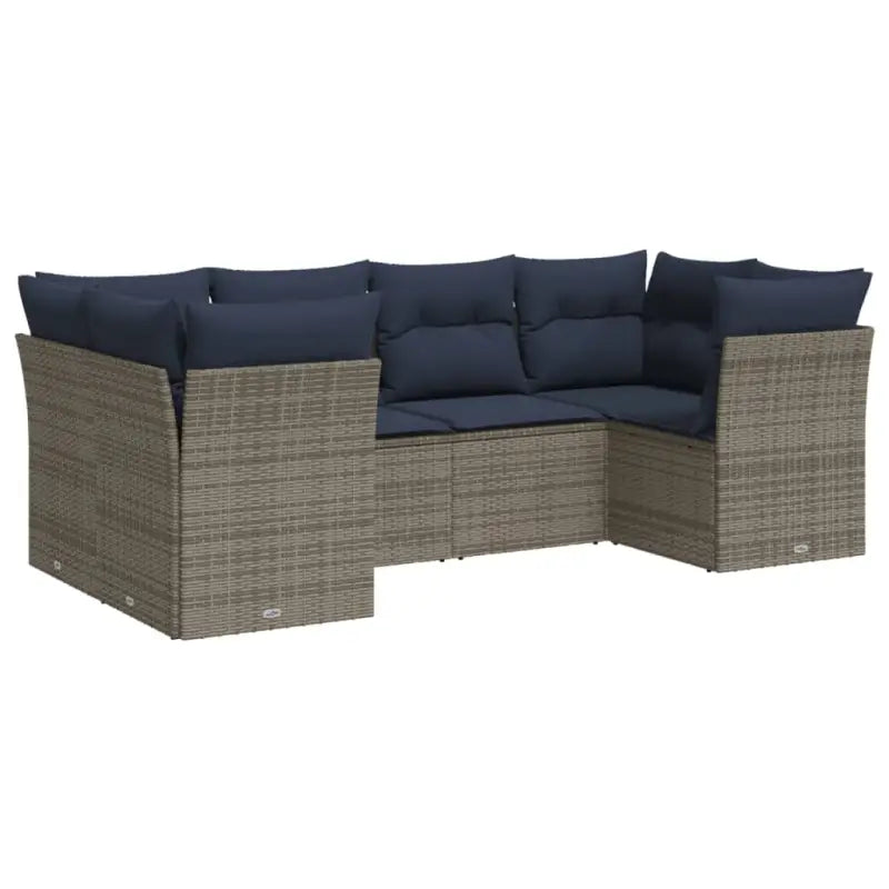 Poly rattan loungeset met comfortabele zitervaring en gepoedercoat staal - Beige en grijs - Tuinsets