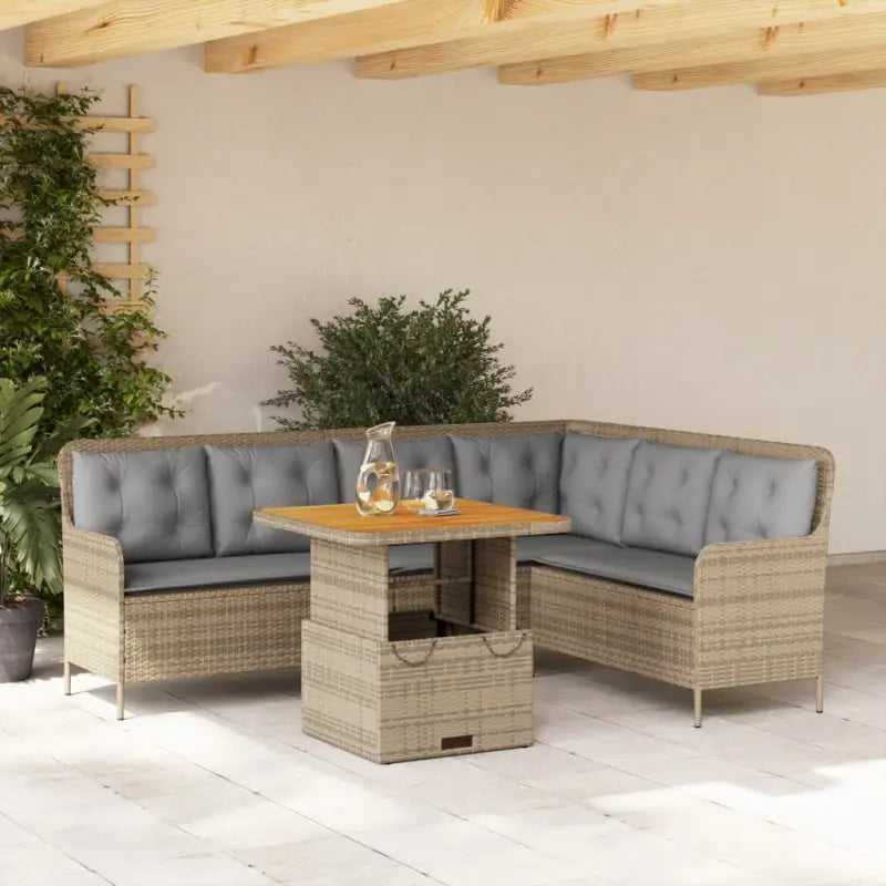 Poly rattan loungeset met comfortabele zitervaring en wasbare hoes - Beige en grijs / 80 x 80 x 40/71 cm - Tuinsets