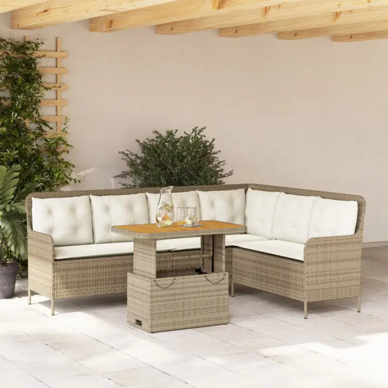 Poly rattan loungeset met comfortabele zitervaring en wasbare hoes - beige en crèmekleurig / 90 x 55 x 40/71 cm