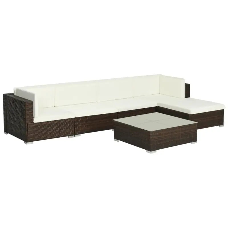 Poly rattan loungeset met diepte zitting en gepoedercoat staal - Tuinsets