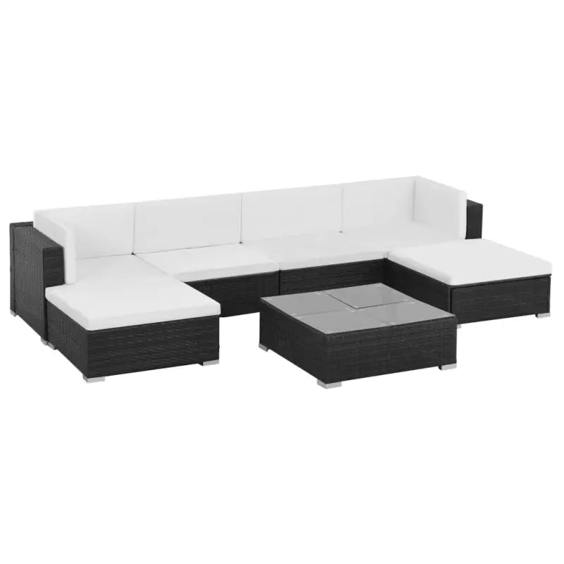 Poly rattan loungeset met gepoedercoat staal en diepe zitting - Tuinsets