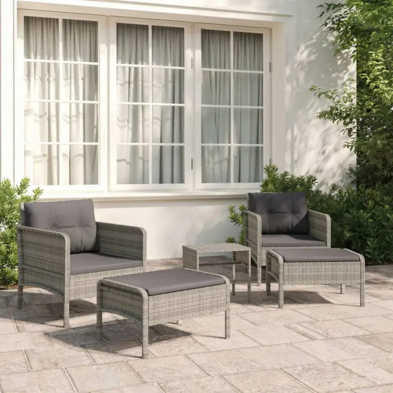 Poly rattan loungeset met metalen frame en diepte zitting voor buiten - Grijs - Tuinsets
