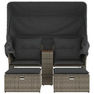 Poly Rattan Loungeset met Uitschuifbare Luifel en Wasbare Hoes - Loungebanken