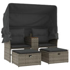 Poly Rattan Loungeset met Uitschuifbare Luifel en Wasbare Hoes - Loungebanken