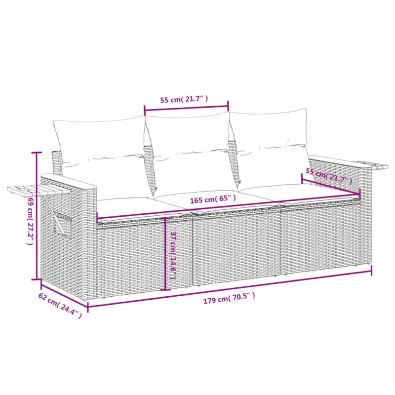 Poly rattan loungeset met wasbare hoes en modulair ontwerp voor tuin - Tuinsets