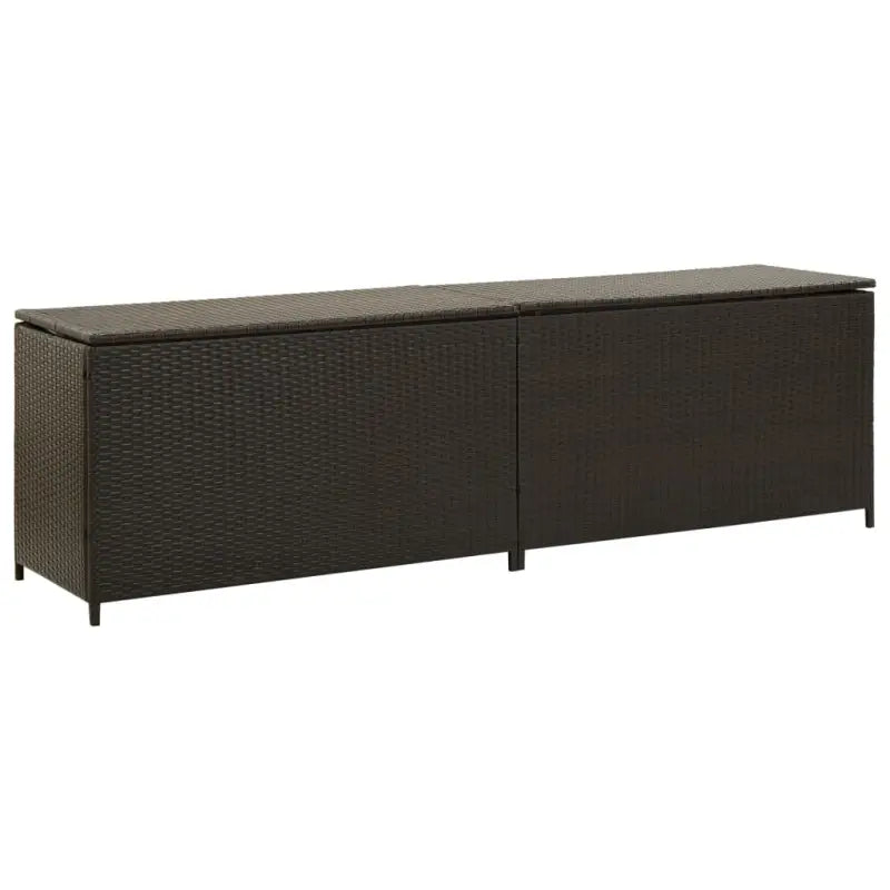 Poly Rattan Opbergbox met Gepoedercoat Stalen Frame voor Buiten - Bruin / 200 x 50 x 60 cm - Opbergboxen voor buiten