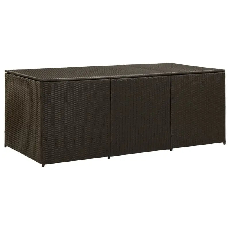 Poly Rattan Opbergbox met Gepoedercoat Stalen Frame voor Buiten - Bruin / 180 x 90 x 70 cm - Opbergboxen voor buiten