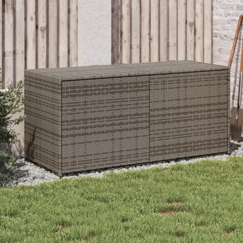 Poly Rattan Opbergbox met Gepoedercoat Stalen Frame voor Buiten - Grijs / 120 x 50 x 56 cm - Opbergboxen voor buiten