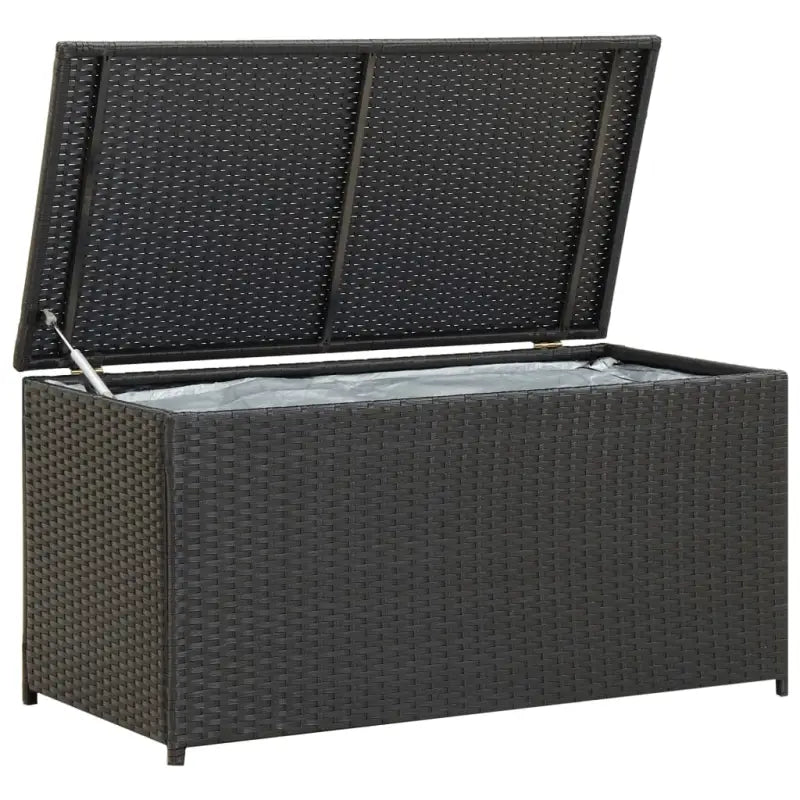 Poly Rattan Opbergbox met Gepoedercoat Stalen Frame voor Buiten - Zwart / 100 x 50 x 50 cm - Opbergboxen voor buiten