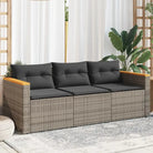 Poly rattan tuinbank met comfortabele zitervaring en wasbare hoes - Grijs / 1 - Loungebanken
