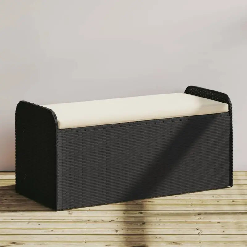 Poly Rattan tuinbank met opbergruimte voor andere spullen en waterdichte tas - Zwart / 115 x 51 x 52 cm / 1 - Tuinbanken