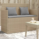 Poly rattan tuinbank met waterdichte zak voor andere spullen en kussens - Beige en grijs / 1 - Tuinbanken