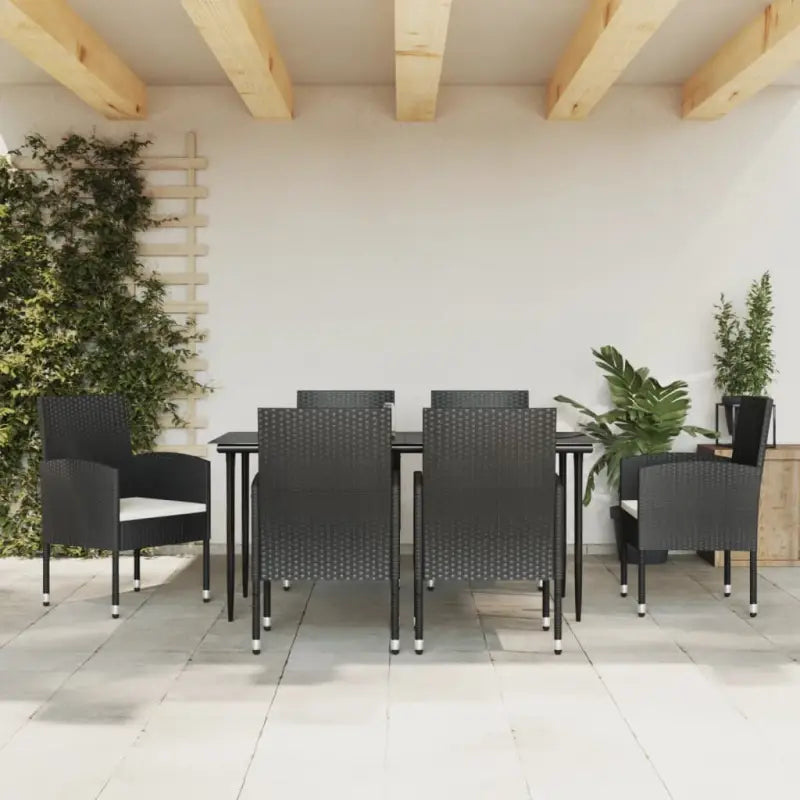 Poly rattan tuinset met gehard glas en zwart materiaal voor elegante buitenruimte - Tuinsets