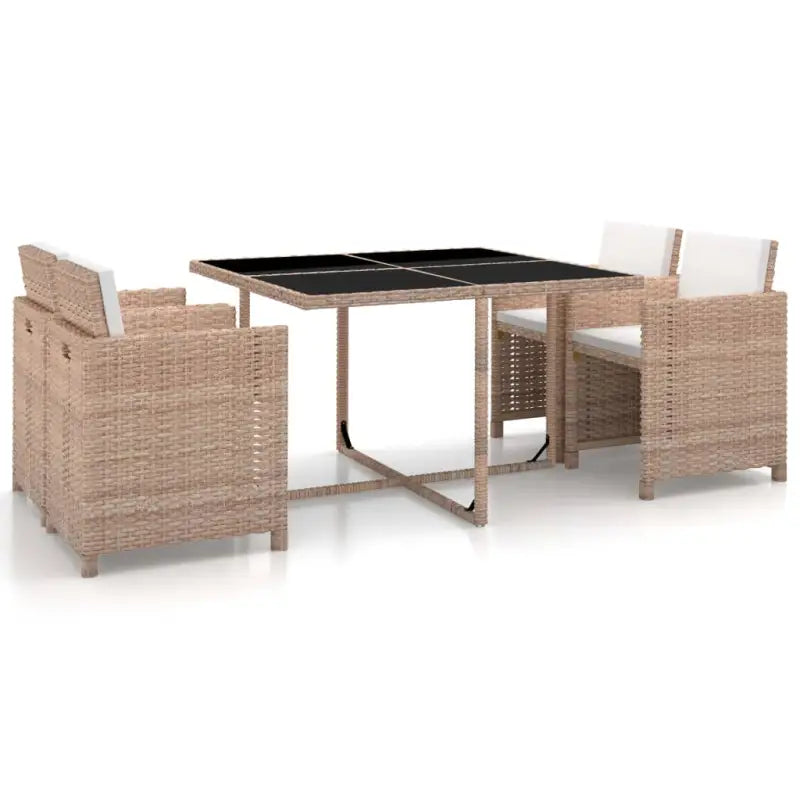 Poly rattan tuinset met levering bevat voor al fresco dineren - Beige - Tuinsets