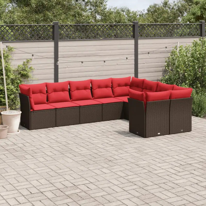 Poly Rattan Tuinset met Waterdichte Tas en Gepoedercoat Staal - Bruin en rood / Zonder tafel - Tuinsets