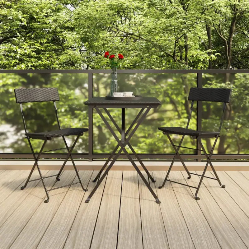 Poly Rattan Tuinset voor Diner en Ontspanning in de Tuin of Op Balkon - Zwart - Tuinsets