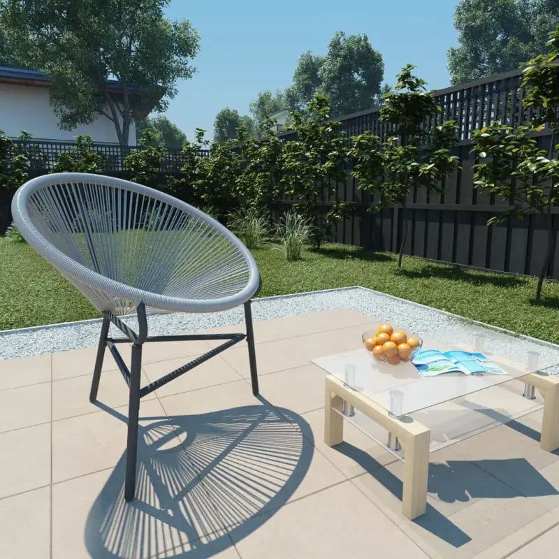 Poly rattan tuinstoelen met gepoedercoat stalen frame voor tuin en terras - Grijs / 1 - Tuinstoelen