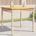 Poly Rattan tuintafel eenvoudig schoon voor gezellige tuin en terras momenten - Beige en bruin / 80 x 80 x 75 cm / 1